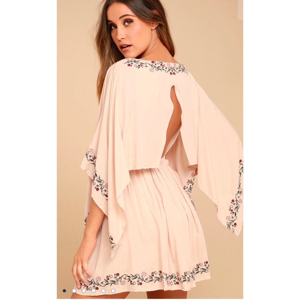 LULU’S | Garden Gathering Blush Pink Embroidered Dress